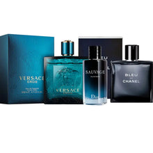Cargar imagen en el visor de la galería, Kit 3 Perfumes Sauvage, Bleu, Eros 100ml