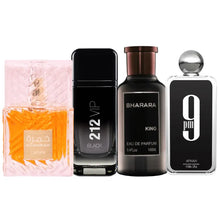 Cargar imagen en el visor de la galería, Kit 4 Perfumes 9pm, King, Khamrah, 212 Black Vip