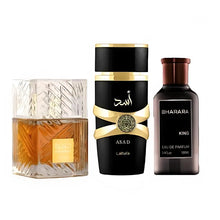 Cargar imagen en el visor de la galería, Kit 3 Perfumes Asad, King, Khamrah Qahwa 100ml
