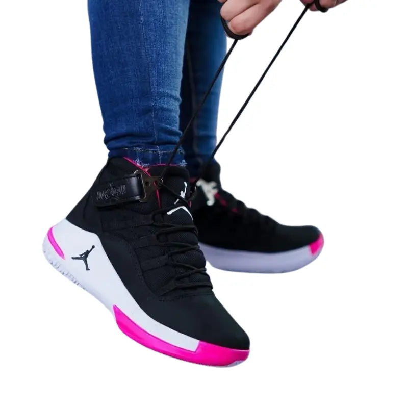 Botin Nk Jordan Negro Fucsia Dama