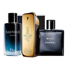 Cargar imagen en el visor de la galería, Kit 3 Perfumes Sauvage, One Million, Bleu 100ml
