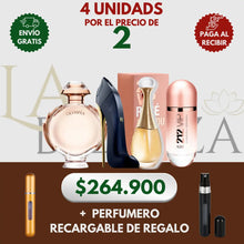 Cargar imagen en el visor de la galería, Kit 4 Perfumes Good Girl, Olympea, Jadore, 212 Vip Rosé

