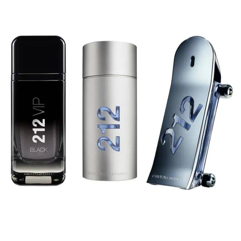 Kit 3 Perfumes 212 Vip Black, 212 Heroes, 212 NYC 100ml