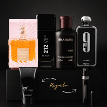 Cargar imagen en el visor de la galería, Kit 4 Perfumes 9pm, King, Khamrah, 212 Black Vip
