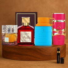 Cargar imagen en el visor de la galería, Kit 4 Perfumes Khamrah Dukhan, Yara Candy, Rouge 540, Mandarina Sky
