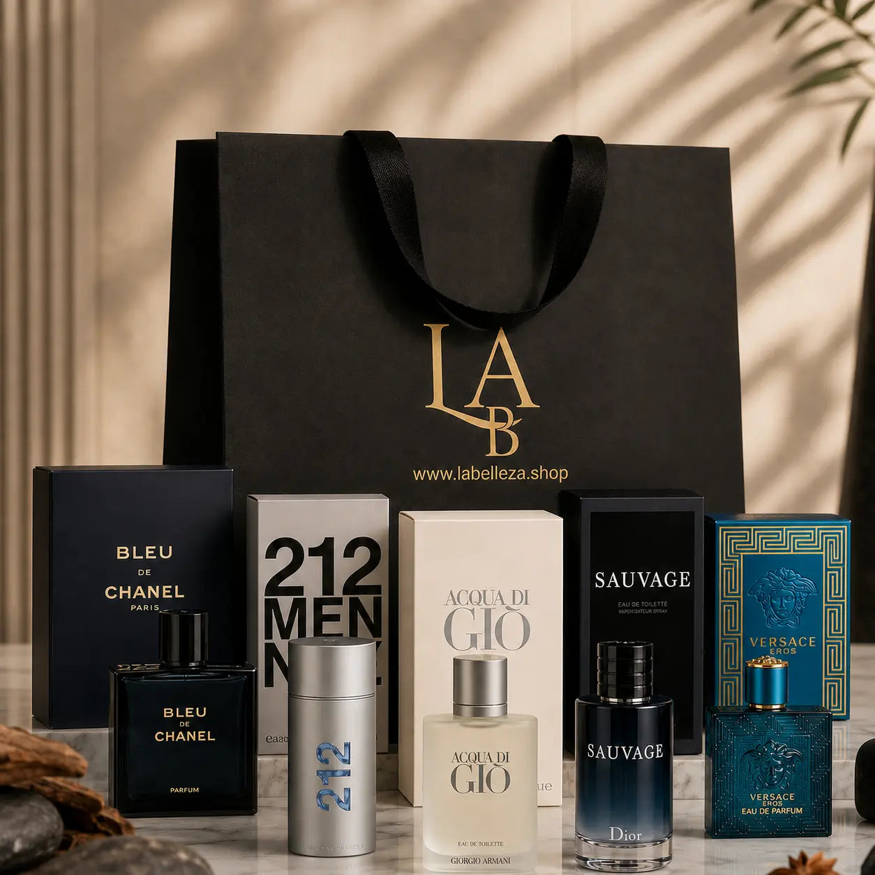 kit 5 Perfumes Acqua Di Gio, Sauvage, Bleu, 212 Nyc Men, Eros